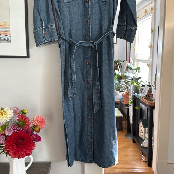 Vintage cotton J Petersen belted denim dress - Picture 3 of 6